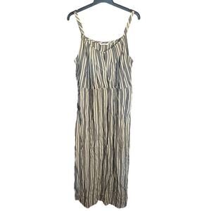 NWT Soft Surroundings Maxi Beige Black Striped Dress Large